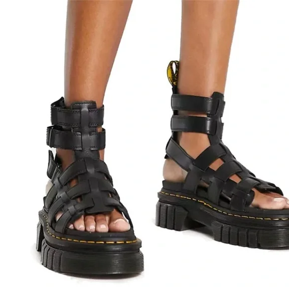 Dr Martens Ricki gladiator Black Nappa Sandals - Picture 4 of 12